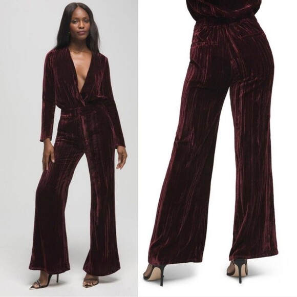 GOOD AMERICAN Crinkle Velvet High Waist Wide Leg Porto Pants size xxl - Picture 2 of 9